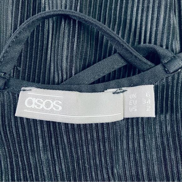 ASOS Sheer Pleated Black Maxi Dress Size 2 - Picture 11 of 11